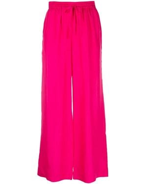 P.A.R.O.S.H. Wide Leg Silk Drawstring Pants - Pink