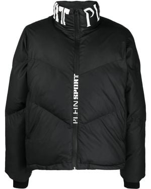 Philipp Plein Logo-Print Puffer Jacket - Black