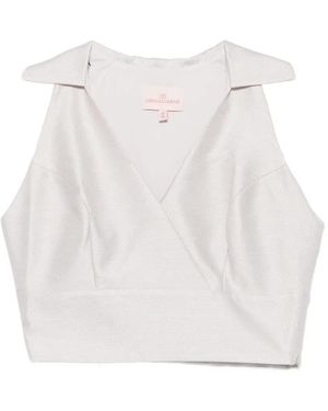 Leen Mougrhabi Evelyn V-Neck Crop Top - White