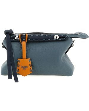 Fendi Mini By The Way Selleria Stitching Studed Leather Tote Bag - Blue