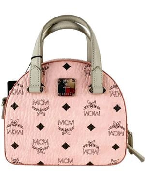 MCM Monogram-Print Half-Moon Tote Bag - Pink