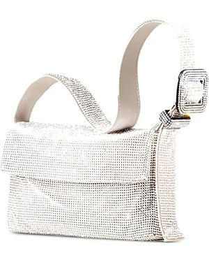 Benedetta Bruzziches Crystal-Embellished Buckle-Detail Shoulder Bag - White