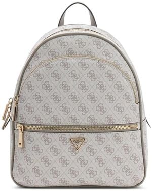 Guess Monogram-Pattern Zip-Around Backpack - Gray