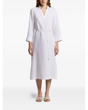 Peserico V-Neck Tie-Detail Midi Dress - White
