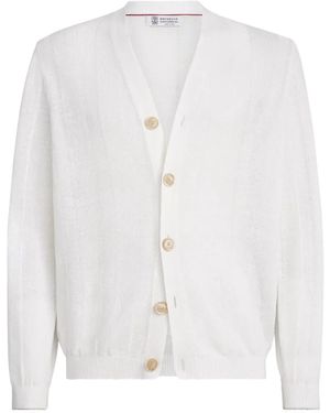 Brunello Cucinelli Linen Cotton Cardigan For - White