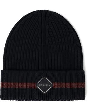 Hackett Ribbed Stripe Beanie - Black