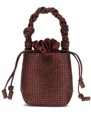 Ganni Mini Bou Embellished Bucket Bag - Purple