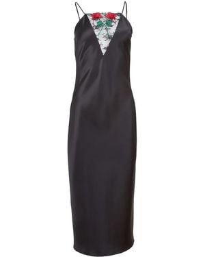 Fleur du Mal Vampire Rose Embroidered Slip Dress - Blue
