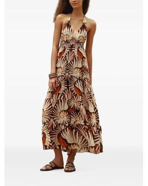 FARM Rio Shell-Embellished Printed Maxi Dress - Natural