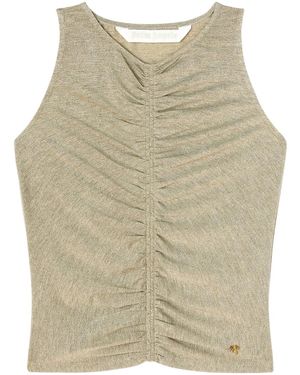 Palm Angels Ruched Lurex Tank Top - Natural