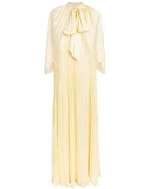 Self-Portrait Lace-Trim Tie-Neck Maxi Dress - Metallic