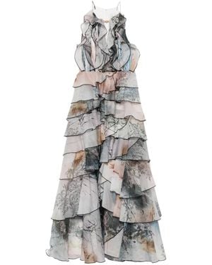Aje. Vestido De Fiesta Cleo Con Volantes - Blanco