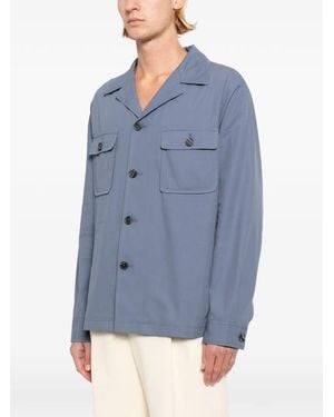 Tagliatore Camp-Collarc Shirt - Blue