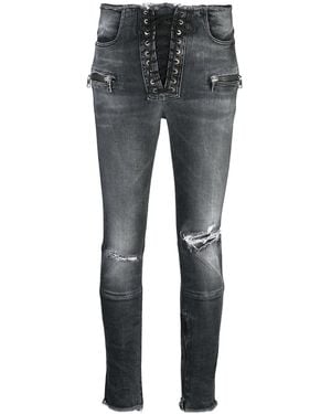 Unravel Project Vaqueros Pitillo Con Efecto Envejecido - Gris