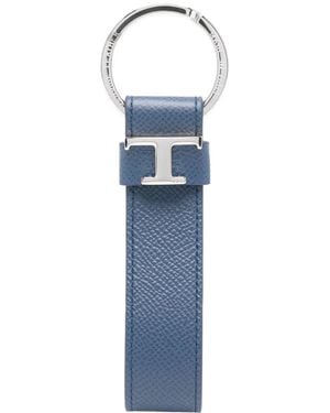 Tod's Timeless-Logo Leather Keyring - Blue