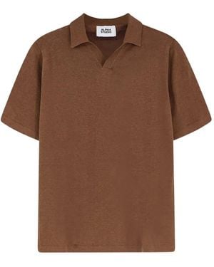 Alpha Studio T-Shirt Mit Poloshirtkragen - Braun