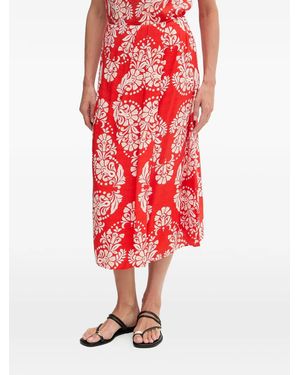 Lola Casademunt Falten-Midirock Mit Damask-Print - Rot