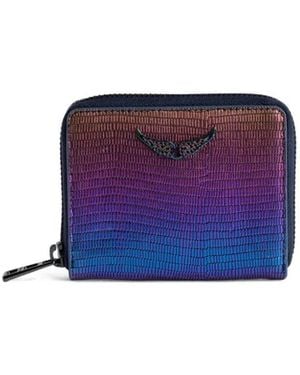 Zadig & Voltaire Zv Mini Lizard-Embossed Metallic-Leather Coin Purse - Purple