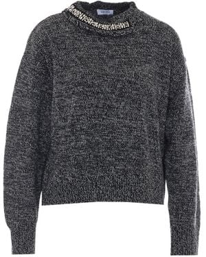 Liu Jo Embellished Melange Sweater - Gray