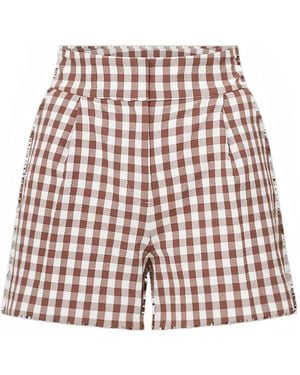Veronica Beard Haina Geplooide Shorts Met Gingham-Ruit - Rood
