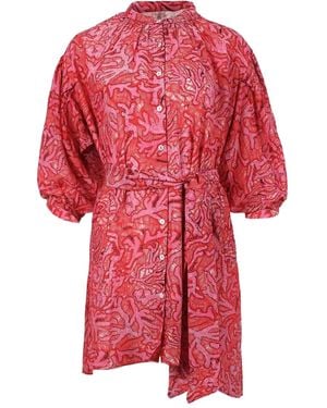 Chufy Kurzes Hemdkleid mit Gürtel - Rot