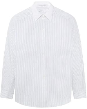 Another Tomorrow Pleated-Back Striped Shirt - White