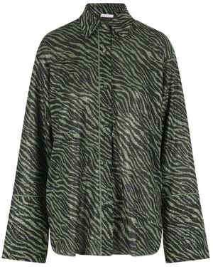 Oséree Lumière Hemd Mit Animal-Print - Grün
