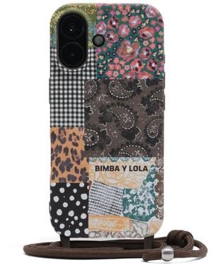 Bimba Y Lola Patchwork-Print Iphone 16 Phone Case - Black
