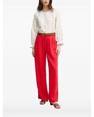 INTROPIA Bluse mit floraler Stickerei - Rot