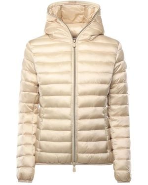 Save The Duck Hooded Zip-Up Coat - Natural