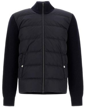 Herno Waffle-Knit Padded Cardigan - Blue