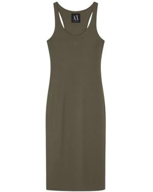 ARMANI EXCHANGE Vestido Midi Icon Con Logo Bordado - Verde
