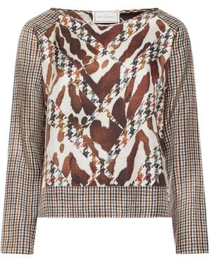 Pierre Louis Mascia Bluse mit Hahnentritt-Print - Braun