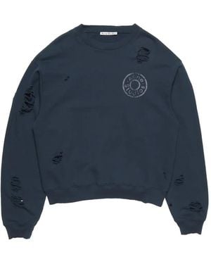 Acne Studios Distressed Logo Sweatshirt - Blue