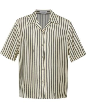 Versace Printed Silk Twill Shirt - Gris