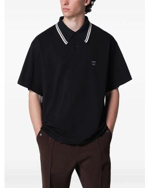 Needles Schwarzes Piqué-Poloshirt Mit Gesticktem Schmetterling