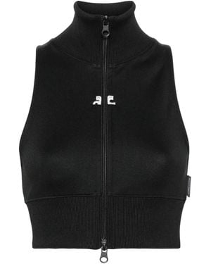 Courreges Cropped-Top Mit Reißverschluss - Schwarz