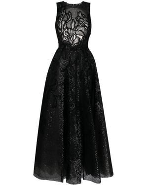 Saiid Kobeisy Sequin-Detail Semi-Sheer Dress - Black