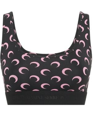 Marine Serre Moon Recycled Jersey Sports Bra - Black