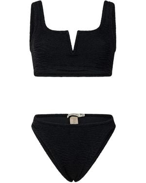 Paramidonna Serena V-Neck Textured Bikini - Black