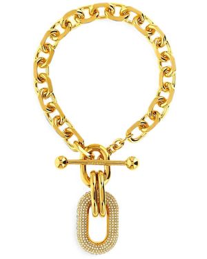 Rabanne Crystal-Pendant Chunky-Link Necklace - Metallic