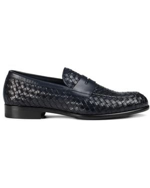 Doucal's Woven Leather Loafers - Blue