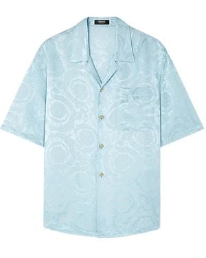 Versace Barocco Jacquard Short-Sleeved T-Shirt - Blue