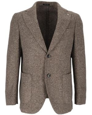 Brera Orologi Blazer Con Botones De Tejido Diagonal - Marrón