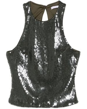 Patrizia Pepe Sequin-Embellished Tank Top - Black
