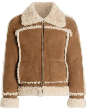 Dolce & Gabbana Suede Shearling Jacket - Brown