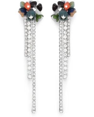 Bimba Y Lola Tulip And Stone Earrings With-Crystals - White