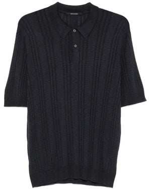 Tagliatore Peyton Ribbed-Knit Polo Shirt - Black