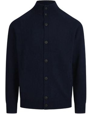 MC2 Saint Barth Cardigan Galway En Laine D'Agneau À Col Montant Marine - Blue