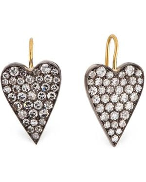 Sylva & Cie Diamond Heart Earrings - Metallic